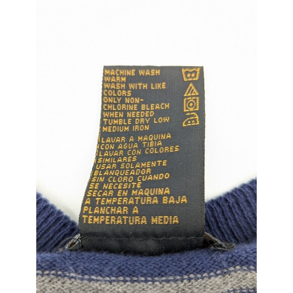 Grace Elements Cotton Cashmere Cardigan Navy Gray Striped Grandpa Sweater Size L - Picture 3 of 6